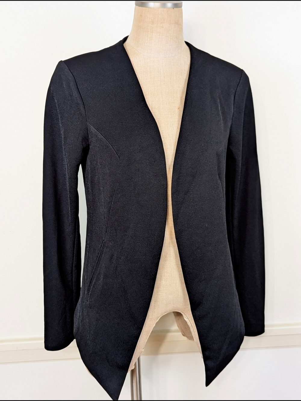 BCBGeneration Black Tux Cut Open Front Blazer